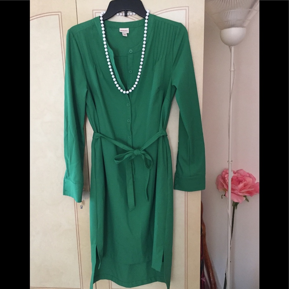 Shirt style tie waisted dress